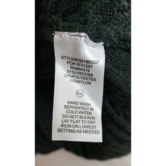 EVOLUTION BY CYRUS Sweater Cable Knit Asymmetric Hem Plus XXL Olive Green - Picture 6 of 6